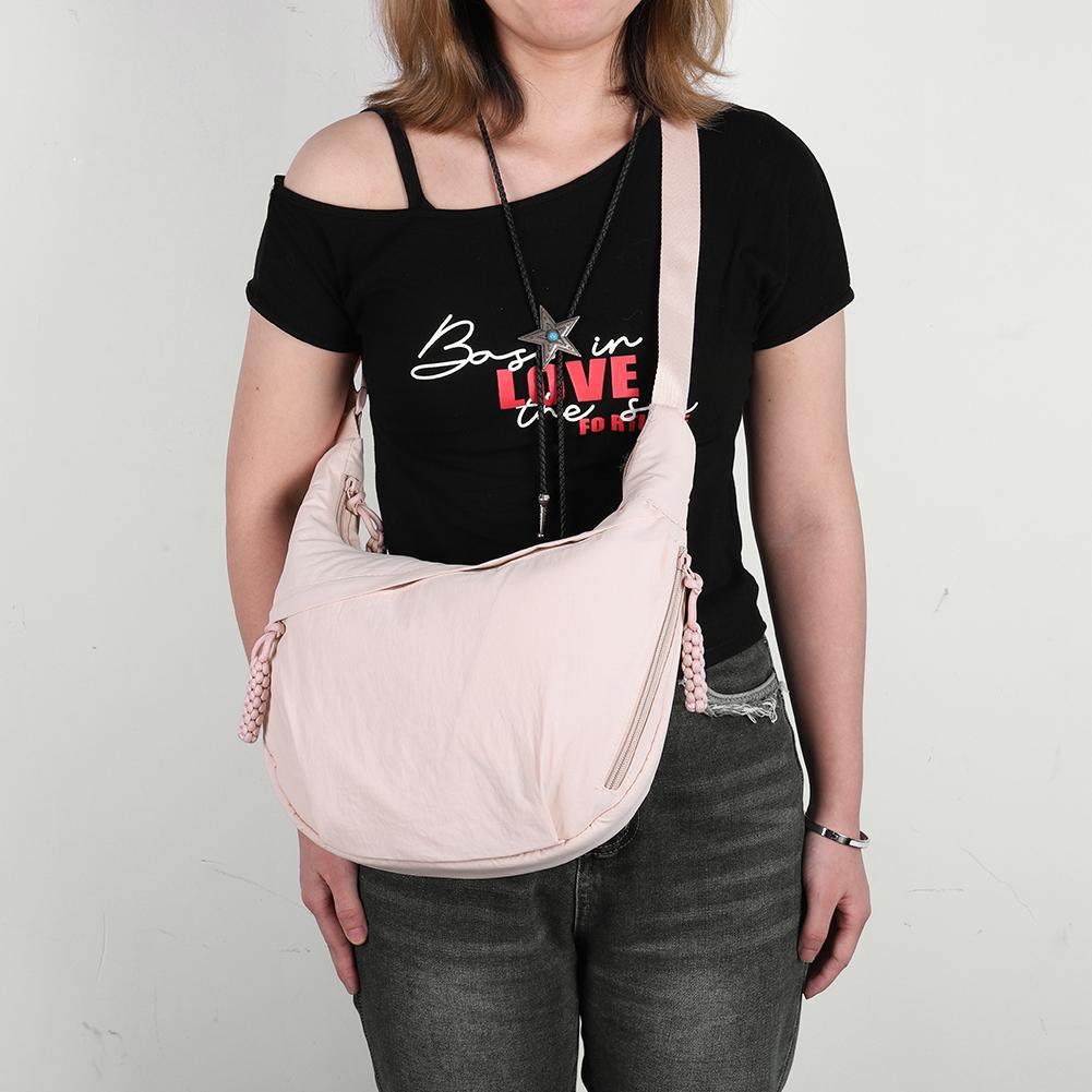 

Women Crossbody Bag Nylon Hobo Shoulder Bag Casual Sling Bag Female Solid Color Crescent Bag Large Capacity Fashion Gym Bag помаранчевий