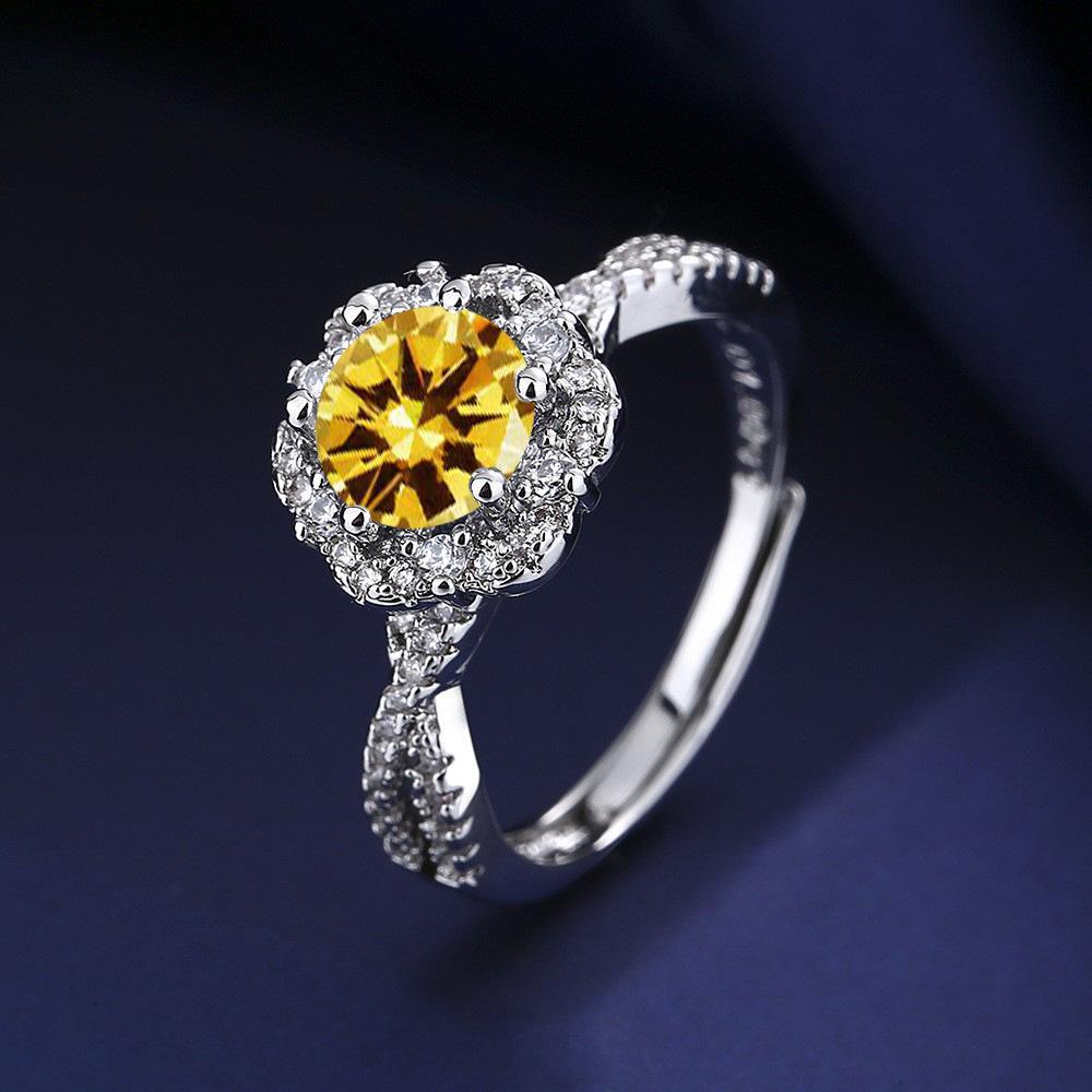 2026 Fashion Live Design Micro-studded Diamond Button Wall Plum Blossom Ring Women's Jewelry