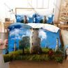 Cool Magic Fantasy Medieval Castle Ancient Tower Building HD Print Bedding Set Duvet Cover + 2 Pillowcases Fantasy Game Room Dec