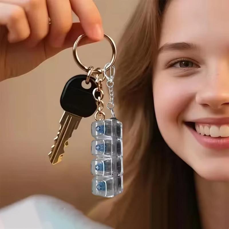 4-Button Rgb Keyboard Fidget Clicker Portable Keychain Sensory Stress Relief Toy For Teens Adults Office Home Decompression Gift