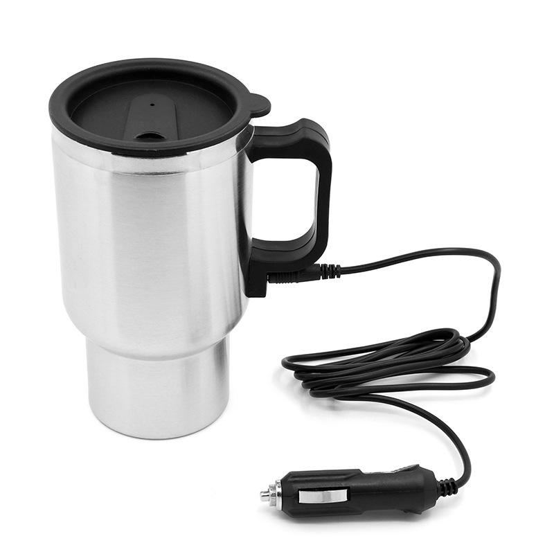 

12V 450ml Electric Heating Car Kettle Water Coffee Milk Thermal Mug Camping Travel Kettle Stainless Steel Vehicle Heating Cup