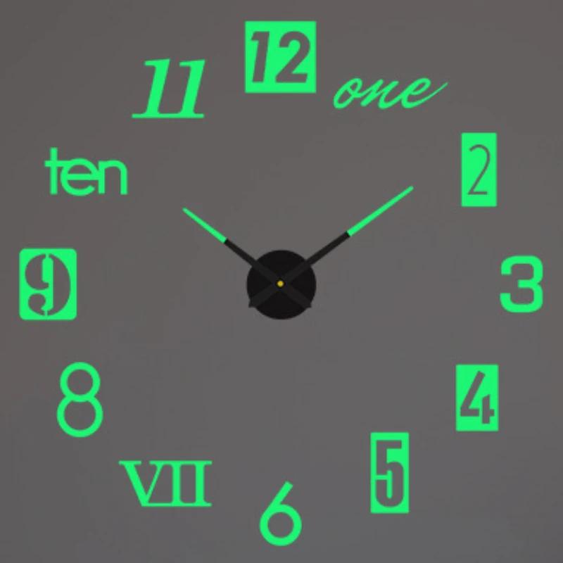 2D/3D Large Roman Numeral Acrylic Mirror Wall Clock Sticker Fashion DIY Quartz Clocks Watch Home Decoration Living Room Stickers