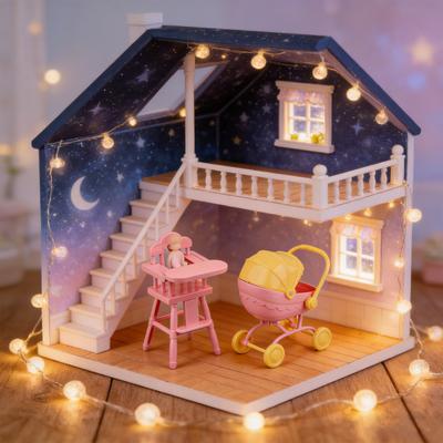 Mini-Puppenwagen und Hochstuhl-Set für Puppen Realistisches Baby-Spielzeug Kinderwagen Leicht Tragbar ABS-Kunststoff Puppenzubehör für Kinder Fantasievoll