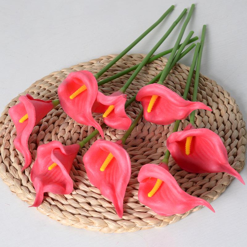 Mini PU Calla Lily Artificial Flowers for Home Decor and Photography Props