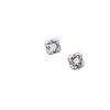 Orecchini a Bottone Viola Fiore in Argento Sterling Placcato Oro Bianco con Pietre di Zircone - Stile di Nicchia Chic Retrò di Alta Gamma