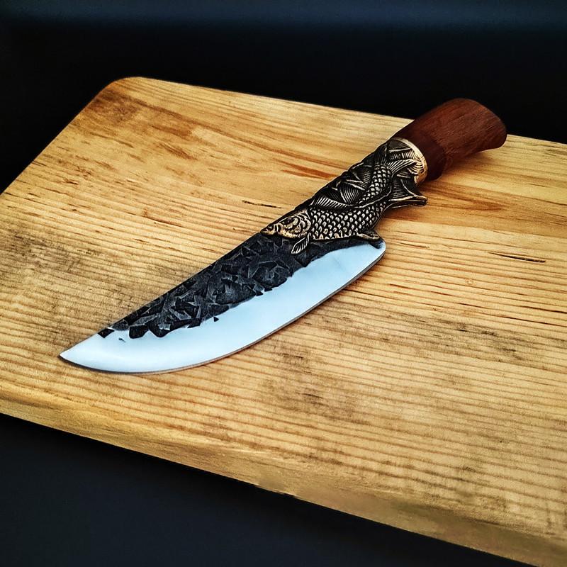Longquan Küchenmesser 7Cr17CoMoV Stahlklinge Handgeschmiedet Allzweck Ausbeinmesser Kochmesser Scharfes Kochwerkzeug Holzgriff