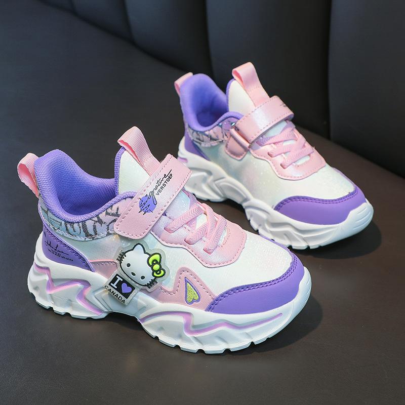 Girls' sports shoes Winter children's waterproof leather shoes 2025 velvet classmate two cotton shoes New warm girl