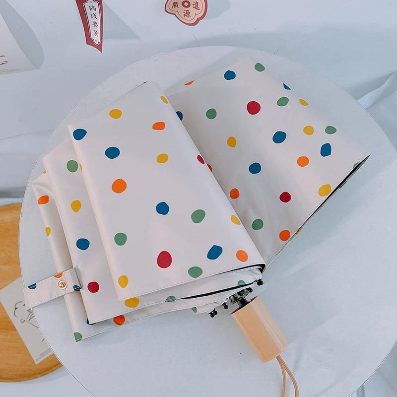 Ocean Ball Colorful Polka Dot Sun Protection Dual-Use Umbrella, Sunshade Umbrella, Black Coating Umbrella, Sun Umbrella, Foldable