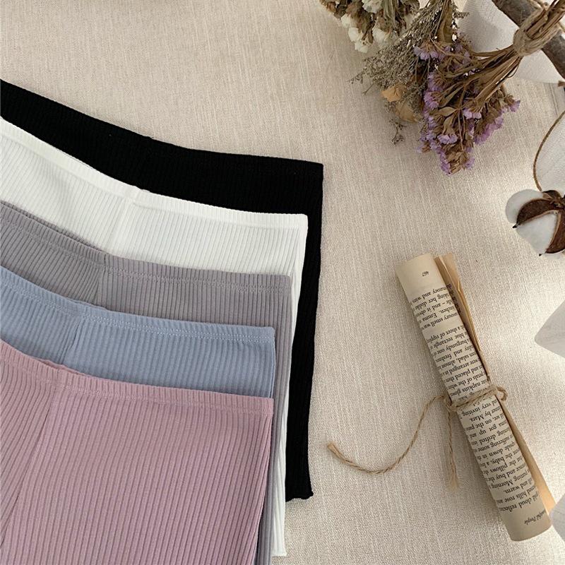 Women's Lightweight Ice Silk Anti-Exposure Seamless Ribbed Leggings - Versatile for Indoor & Outdoor Wear