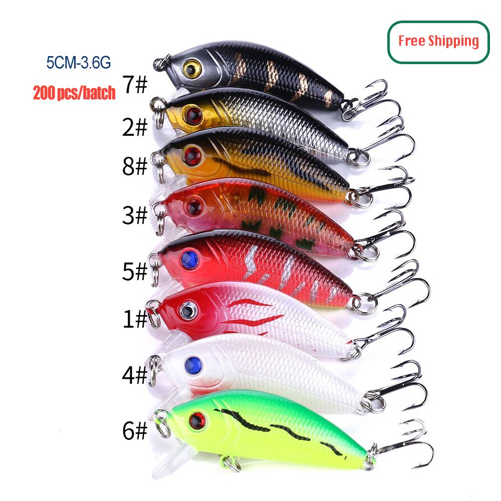 100PCS Factory Price Free Shipping Plastic & Metal River Minnow Hard Lures Fishing Bait