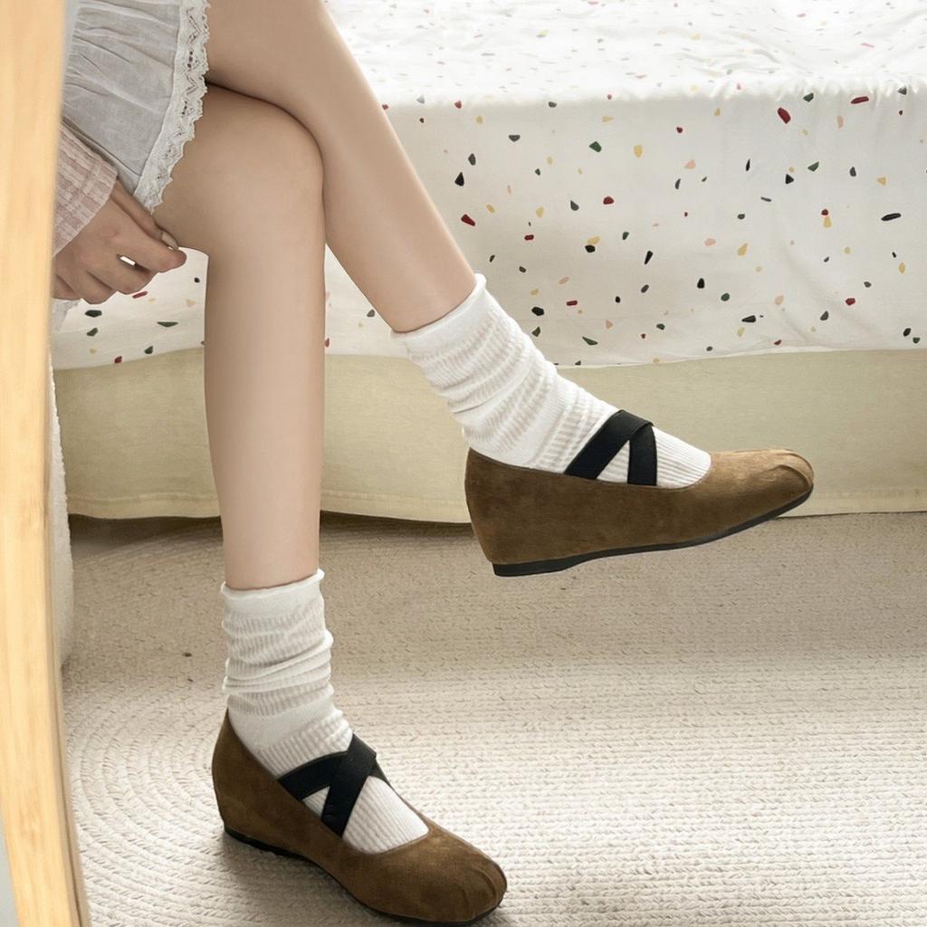 One Pedal New Inner Height Increase Versatile French Retro Single Shoes Annual Mary Jane Shoes Women'S Shoes Summer Temperament