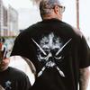 Black Ink Wash Skull Cross Paint Brush Graphic T-shirt Art Artist Distressed Print Soft Cotton Unisex Short Sleeve Tee