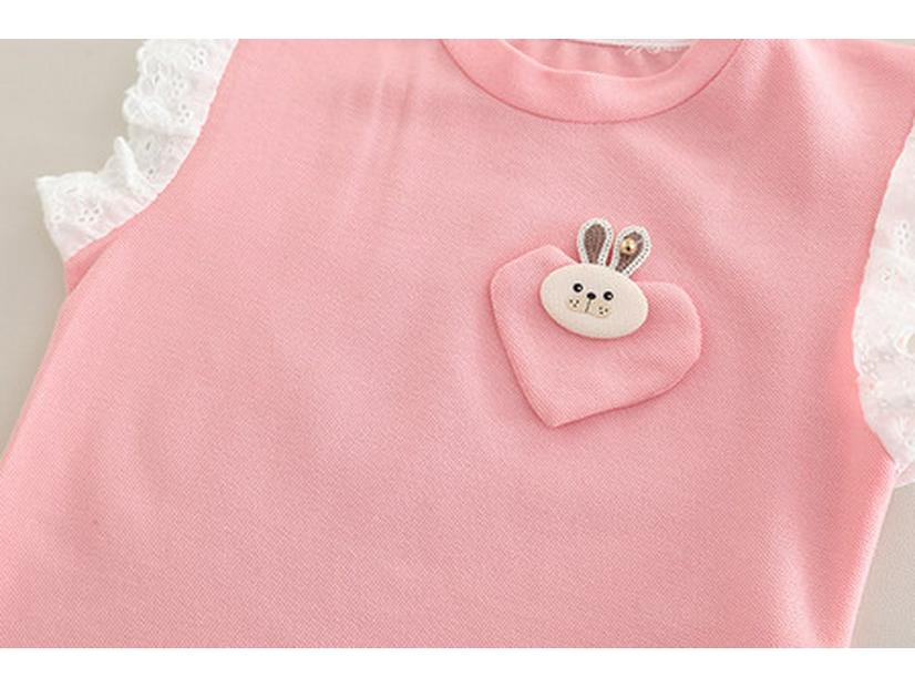 Girls' 2025 Summer Korean Lace T-Shirt & Shorts Set - Stylish Cartoon Design, Short-Sleeve, 2-Piece Trendy Outfit