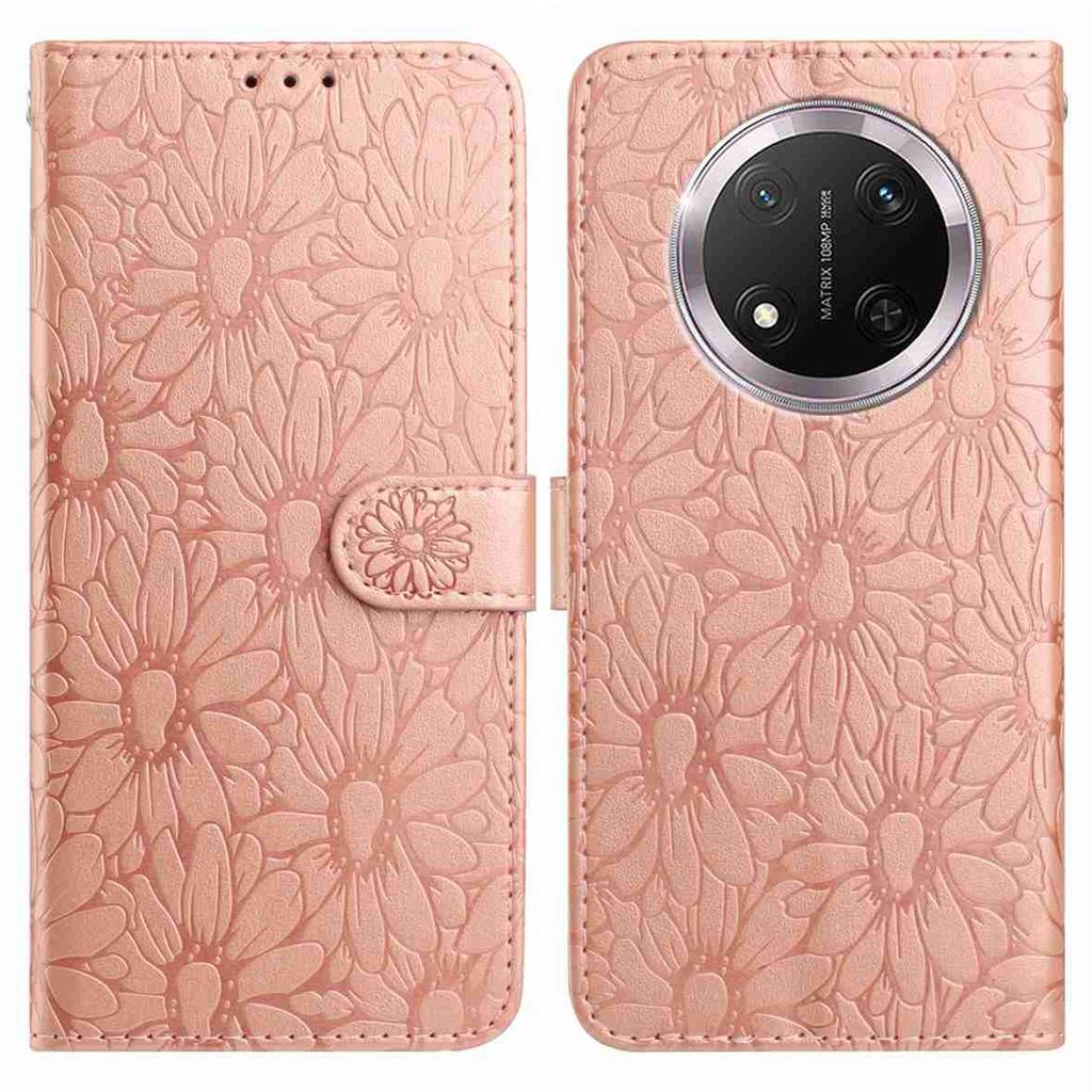 For Honor X9c 5G Leather Case Daisy Imprint Wallet Stand Phone Protective Cover