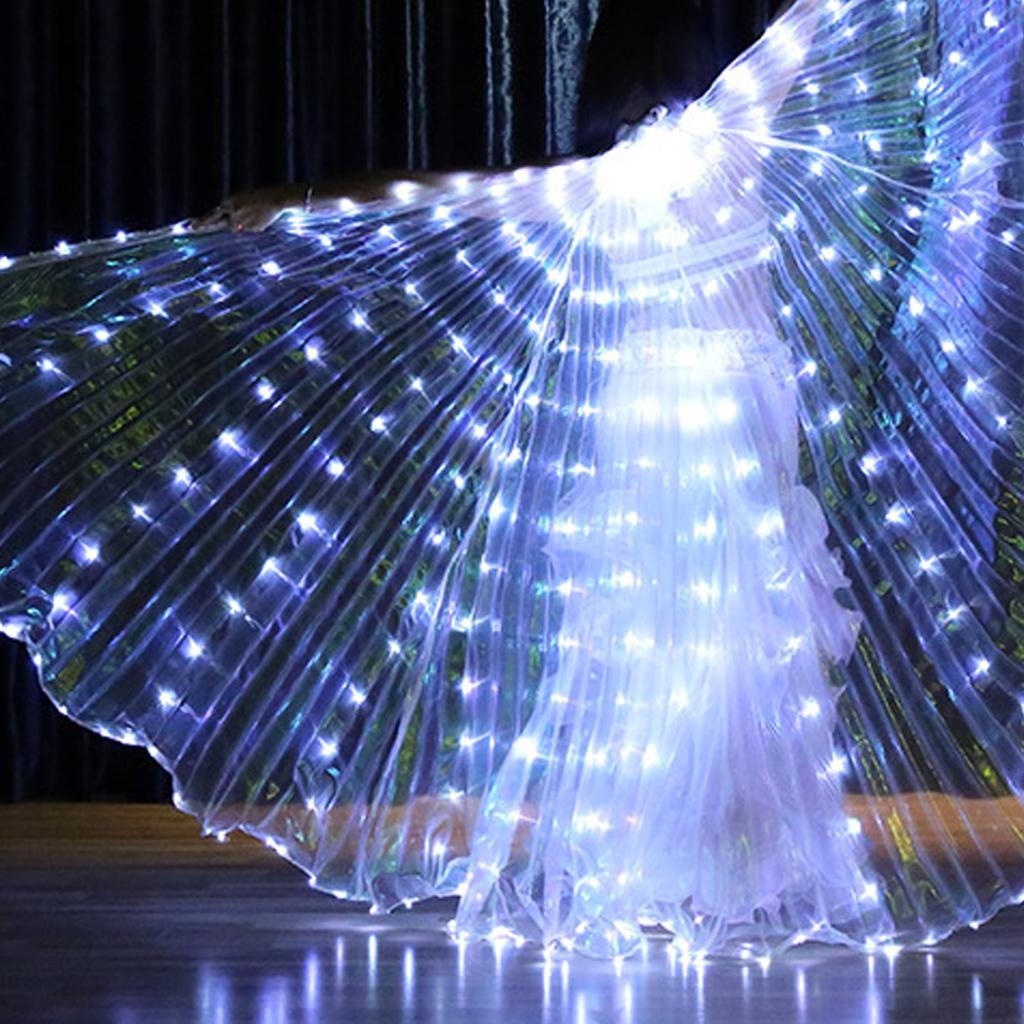LED İsis Kanatları Renkli LED Kelebek Kanatları Teleskopik Çubuklarla Noel Işıklı Performans Kostümü Oryantal Dans Kanatları