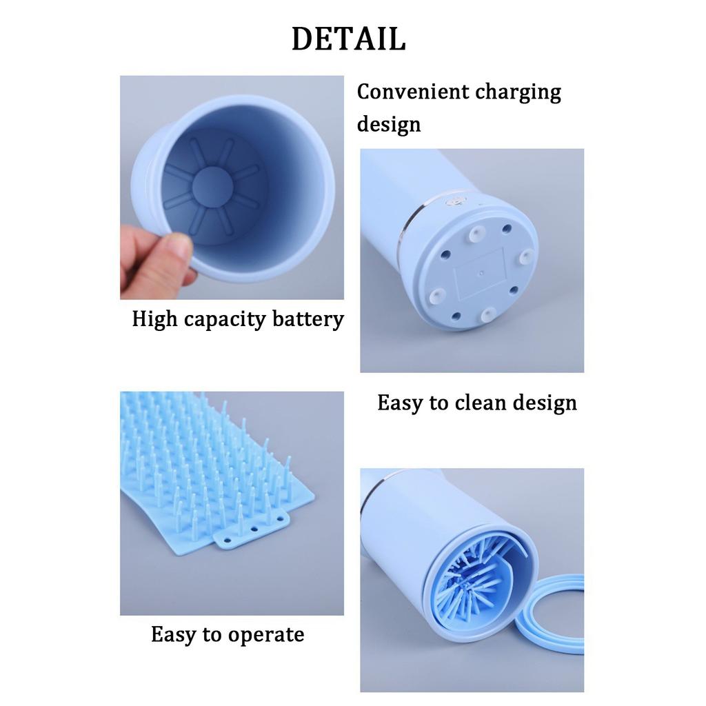 Automatic Silicone Bristles Pet Cleaner Cup USB Charging, Portable For Muddy Claws, Designed For Small To Medium Dogs