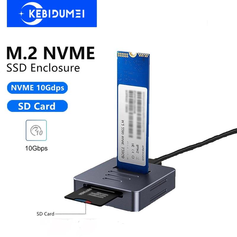 10Gbps M2 NVMe SSD Enclosure Externí M.2 NVMe SSD Pevný Disk Hliníkové Pouzdro NVMe PCIe Externí Box Pro M.2 SSD Dokovací Stanice Podporuje SD 2.0 Kartu