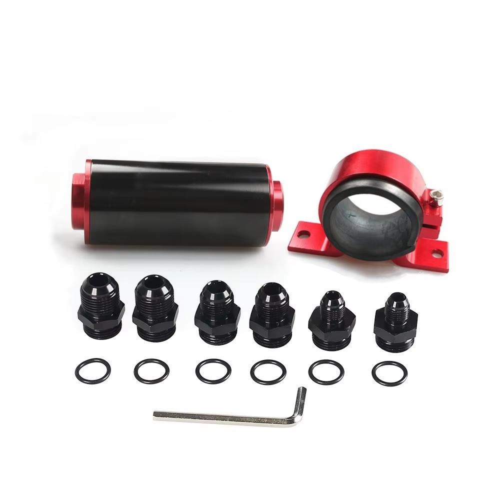 

Комплект встроенного топливного фильтра 100 микрон с адаптерами 6AN 8AN 10AN и монтажным кронштейном 50 мм и гаечным ключом, универсальный, очищаемый, черный/красный красный