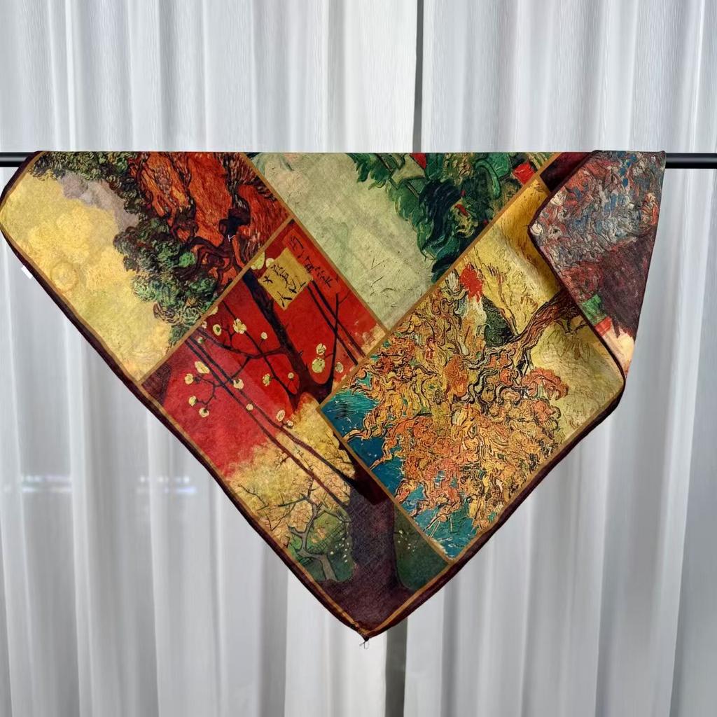 68x68cm Floral Velvet Scarf for Women Lightweight Square Scarves Elegant Spring/Summer Fashion Shawl Neckerchief Luxury