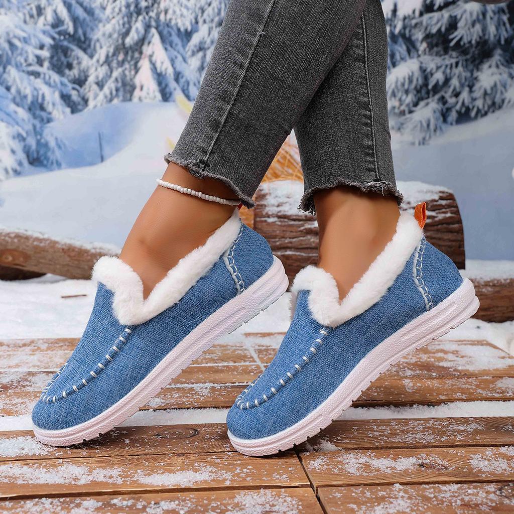 Winter new thick-soled snow boots women's fleece thickened fluff warm large size sewn bag women's cotton shoes