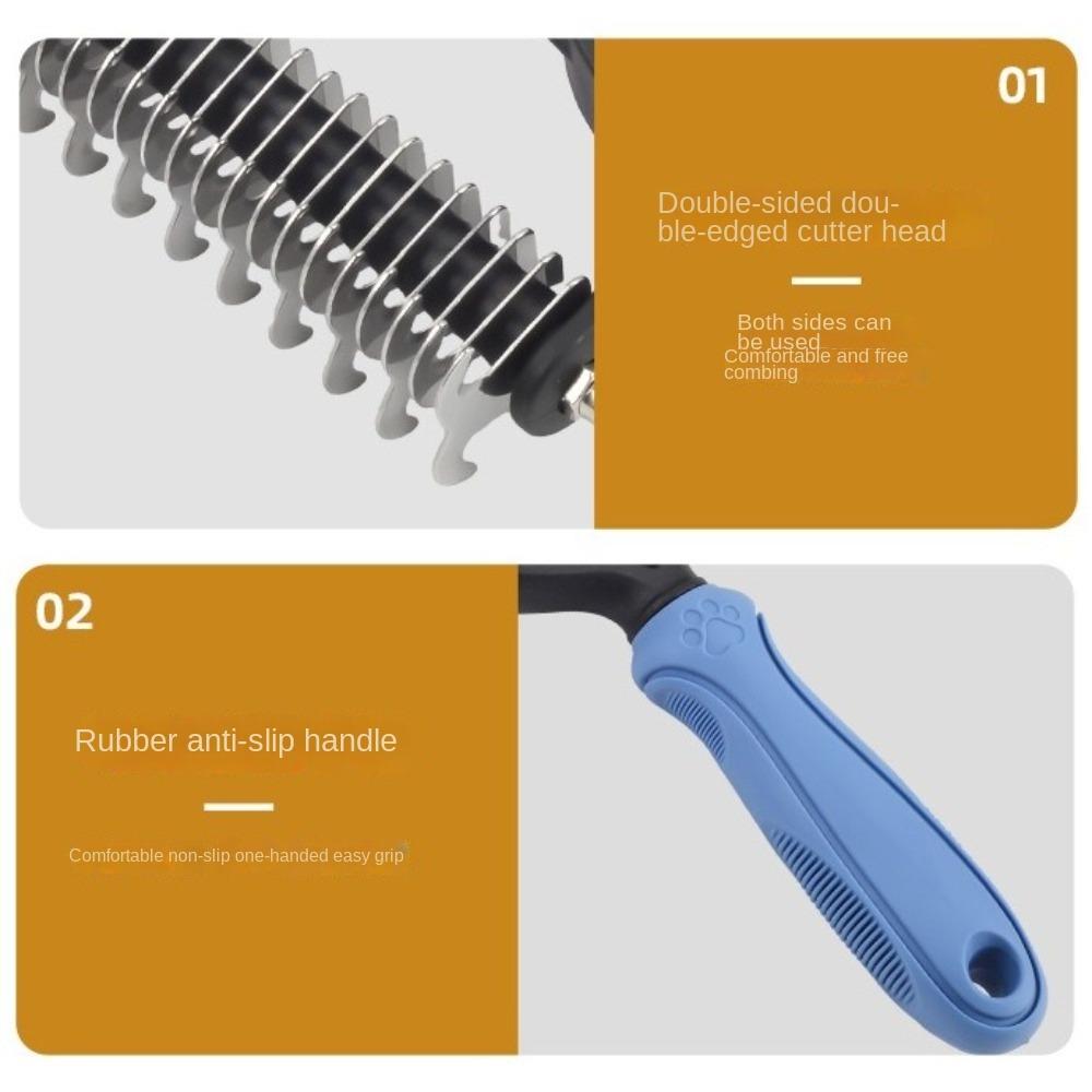 Anti Slip Handle Dog Fur Remover 2 Sided Pet Grooming Tools Portable Puppy Hair Comb Home Use