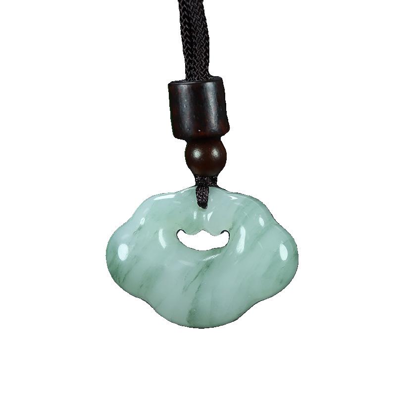 Tianshan Jade Cloud Lock Pendant: Xinjiang Golden Silk & White Jade Ruyi Amulet for Men and Women