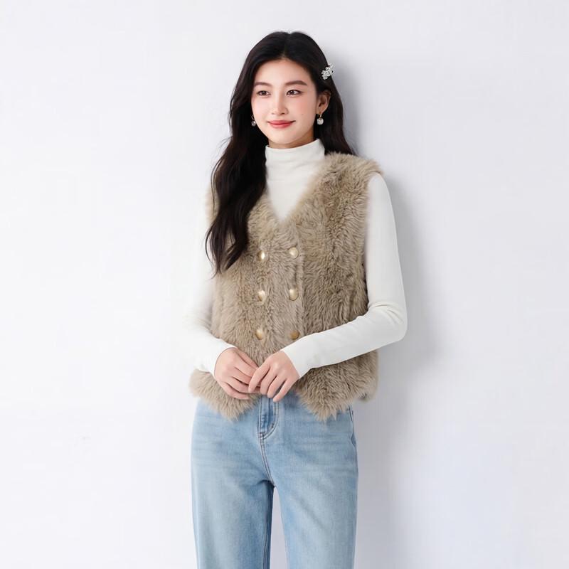 FivePlus Women's Faux Fur V-neck Vest