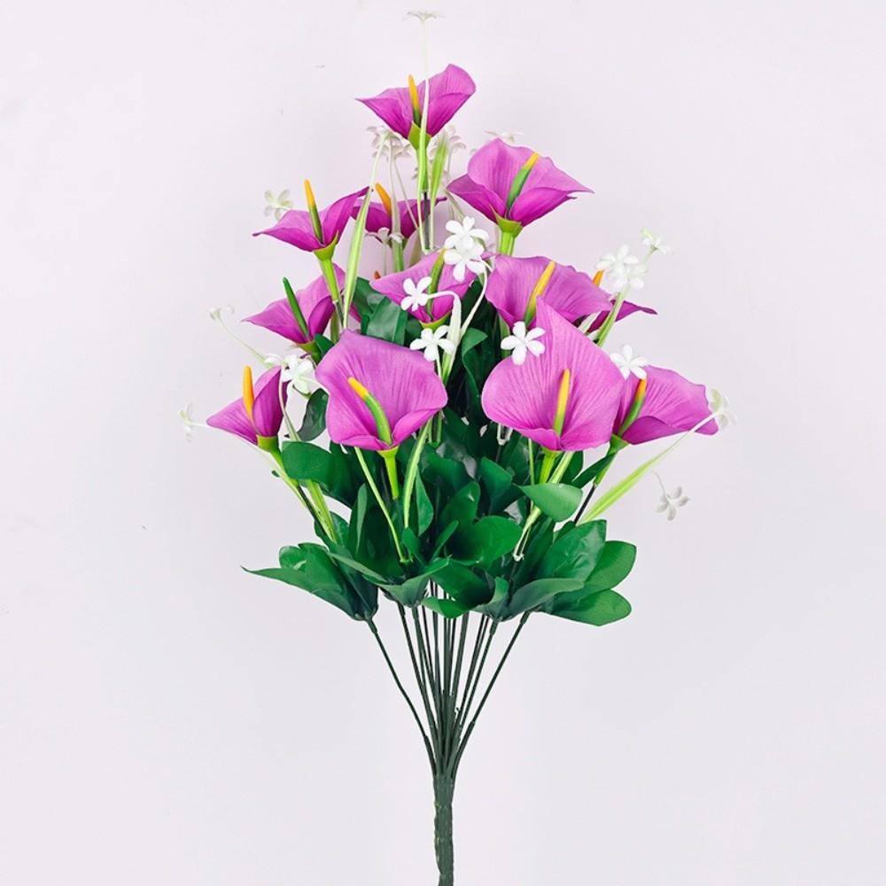 

18-head Calla Lily Artificial Bouquet High Pole Home Living Room Decoration Indoor Decorative Flowers with Leaves фиолетовый