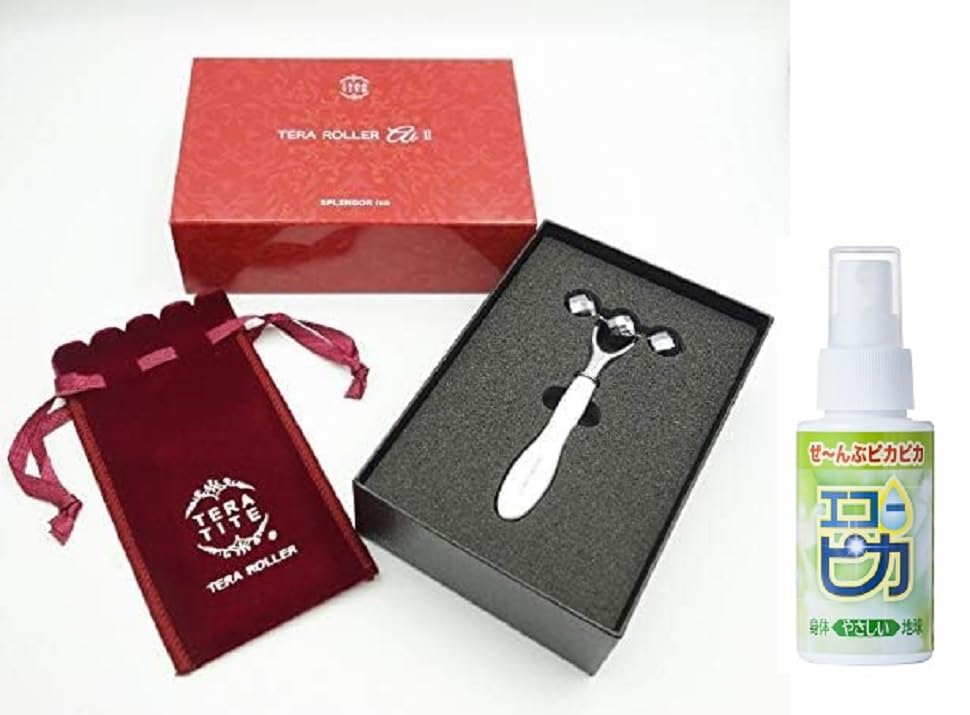 Terra Roller Eye II Pearl White with Eco Pika Facial Beauty Device Created from Terra Tite That Emits Terahertz Waves 1 Trillion Times Per Second