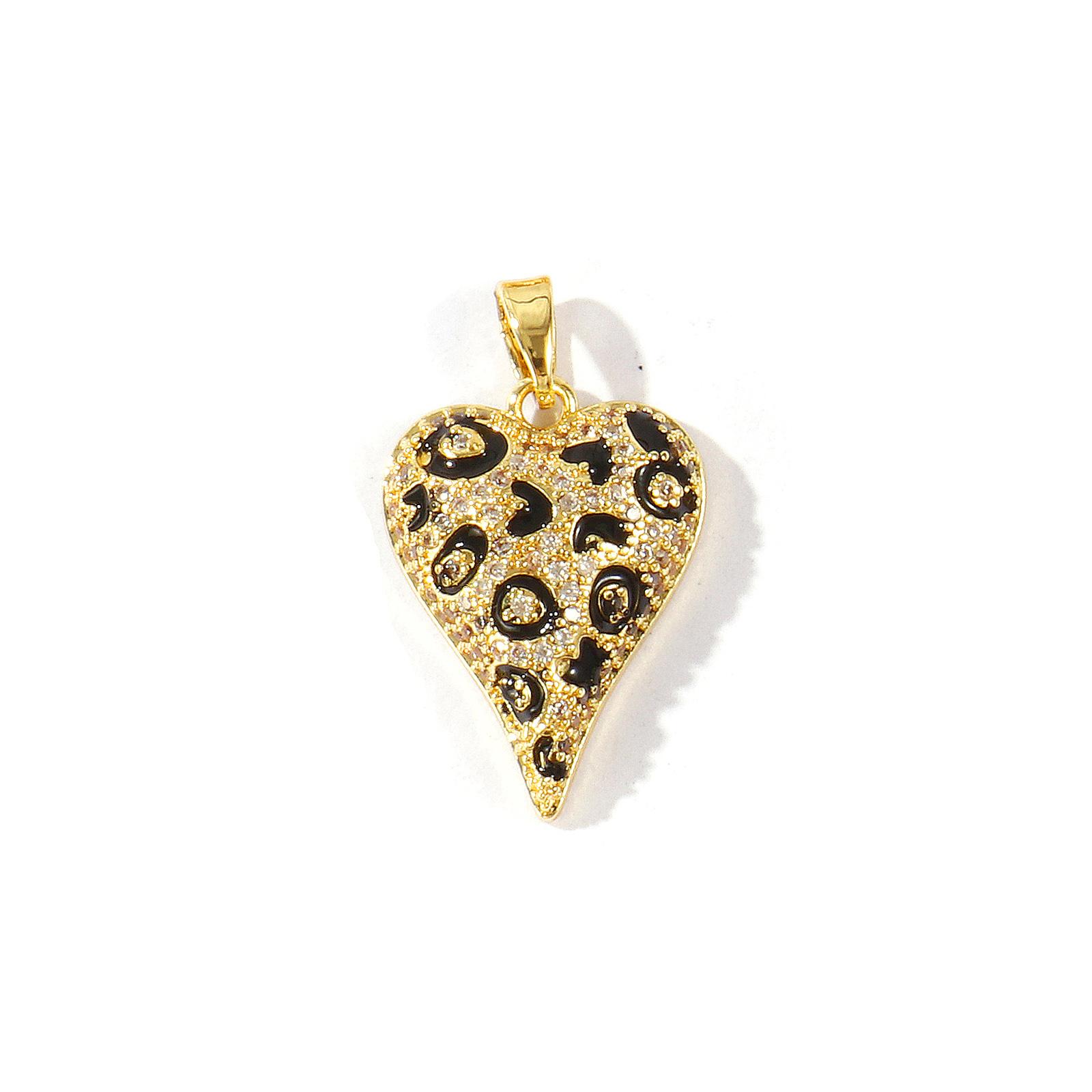 2pcs Heart Star Vintage Brass Charm 18K Gold Plated Leopard Print Pendants For DIY Necklace Bracelet Jewelry Making Findings