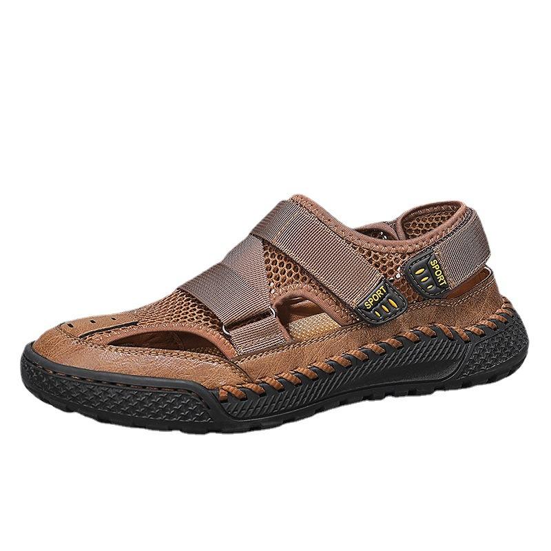 2025 Men's Bag Head Sandals Breathable Summer Fashion Large Size Beach Shoes Hollow Mesh Shoes Breathable Non-slip