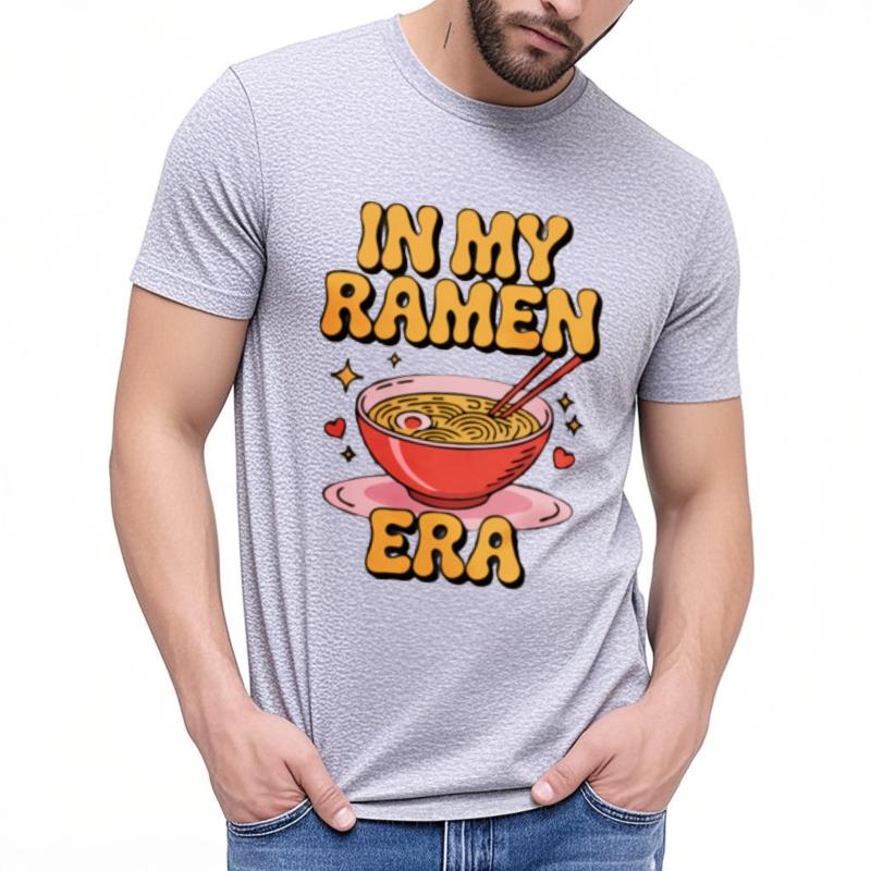 Travel Man Basic Tee Crew Neck Tshirt Brand In My Raunisex Era Bowl With Chopsticks Fashionable Man Teeshirt Workout Tshirt