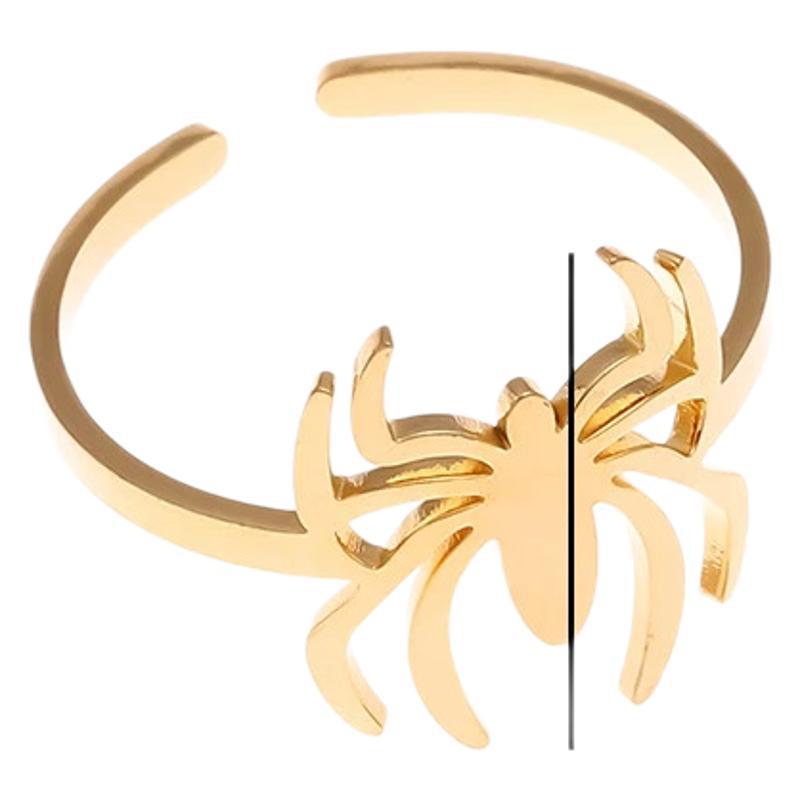 Hot Selling European and American Trendy Item Dark Style Flat Cut Hollow Spider Stainless Steel Ring