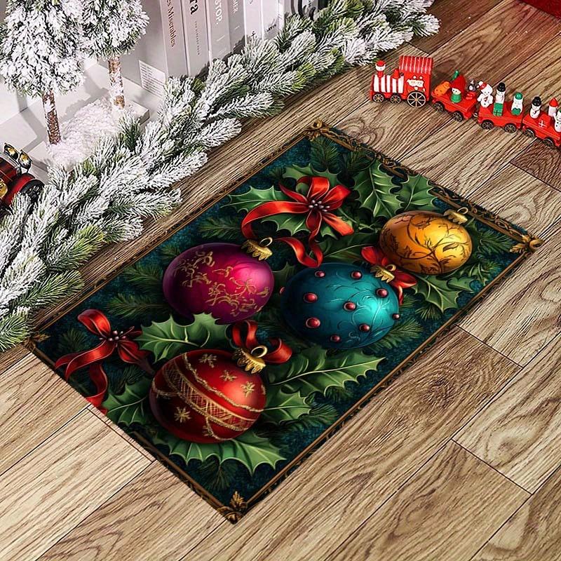 Christmas Holly Leaf Fashion Print Home Area Rug - Anti-Slip for Living Room, Sofa, Table, Large Bedside Mat, Christmas Decorati