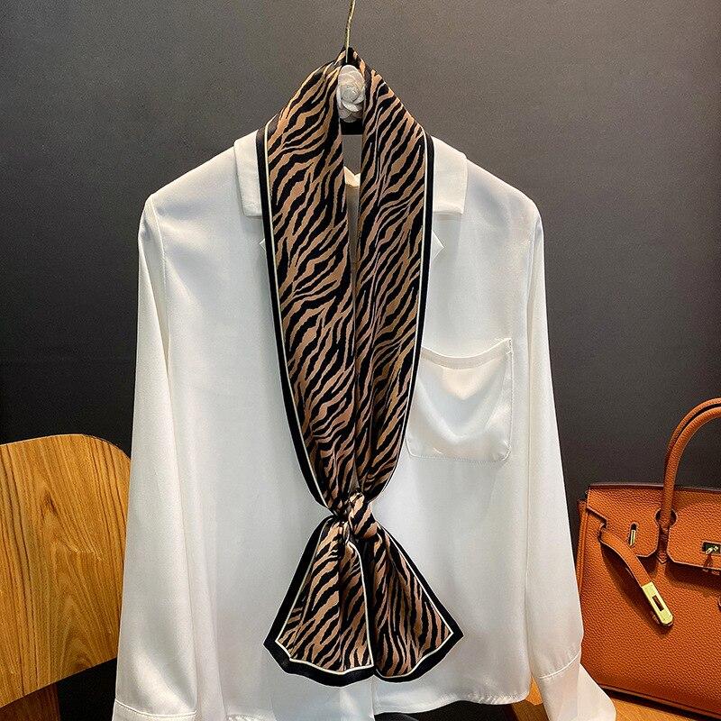 Cheap 2021 Leopard Print Silk Long Scarf Women Luxury Scarves