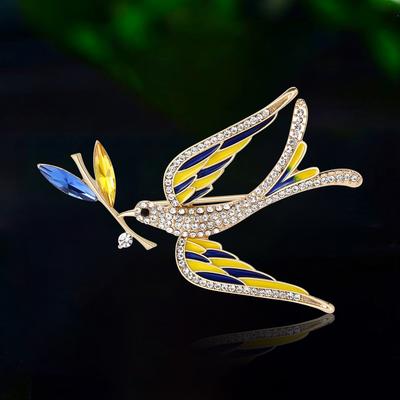 Broszki Gołąb Pokoju Ukraiński z Cyrkoniami dla Kobiet Unisex Pins Zwierzę Ptak Wydarzenie Zabawne Luksusowe Prezenty Nowy Rok Przyjaciele Dekoracja