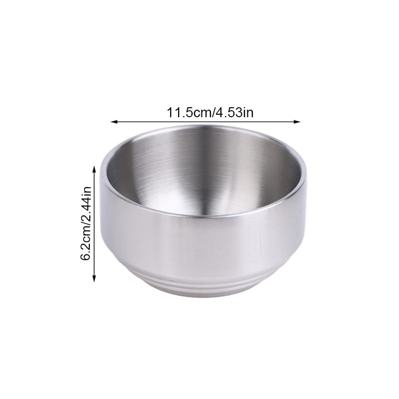 Stainless Steel Korean Style Food Storage Bowl For Rice, Snacks & Meal Prep,Double-layer Thick Durable