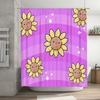 Adorable Cartoon Sunflower Shower Curtain for Bathroom Decor Purple Color with White Stars Design Waterproof Fabric Perfect Gift