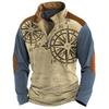 Fashion Men's Half Zip Sweatshirt Ethnic 3d Printing New Casual Tops