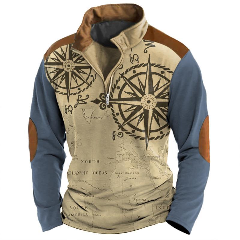 

Fashion Men s Half Zip Sweatshirt Ethnic 3d Printing New Casual Tops S