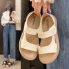 Flat-bottomed Roman sandals women's new summer soft-soled lazy Velcro casual beach shoes summer new
