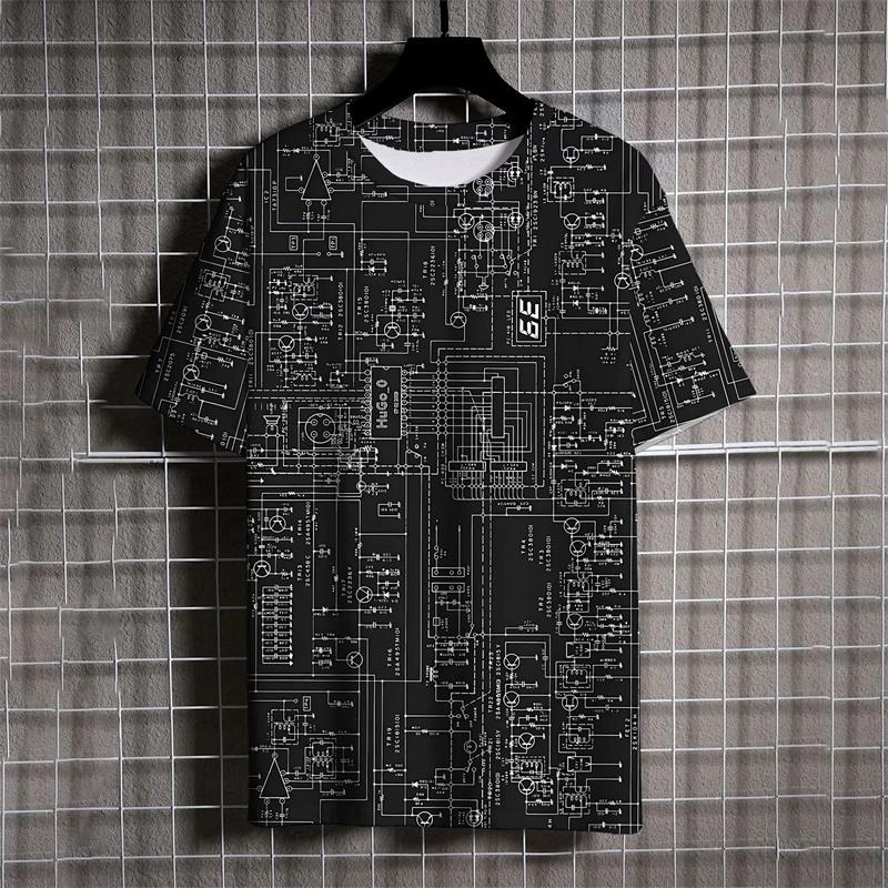 3D Printed Math Formula T-Shirt For Men Experiment Pattern T Shirts Summer Casual Short Sleeves Round Neck