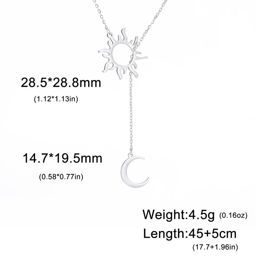 Sun Moon Pendant Necklace Women Fashion Stainless Steel Clavicle Chain Jewelry Gift for Friends New Arrival