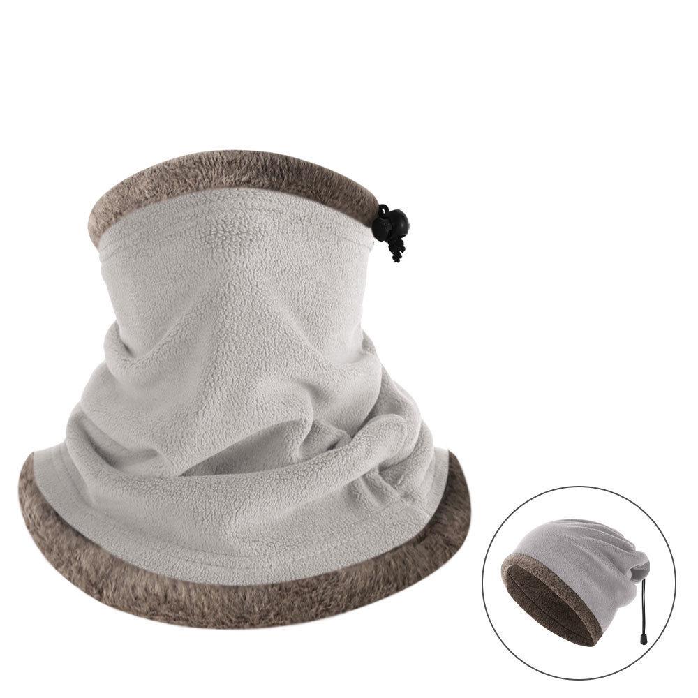 Winter Fleece Snood Hat: Multifunctional Windproof Neck Warmer & Cycling Face Mask with Adjustable Drawstring.
