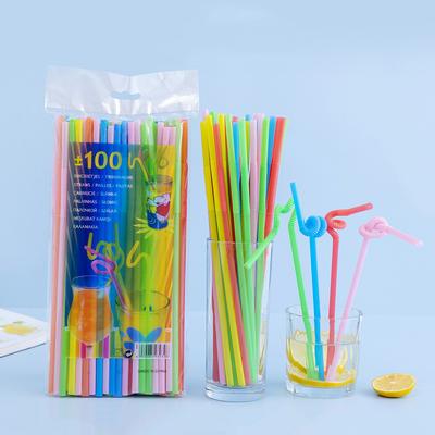 100pcs Colorful Drinking Kunststof Straws Bar Party Wedding Kitchen Pajitas Plastique Beverage Straw
