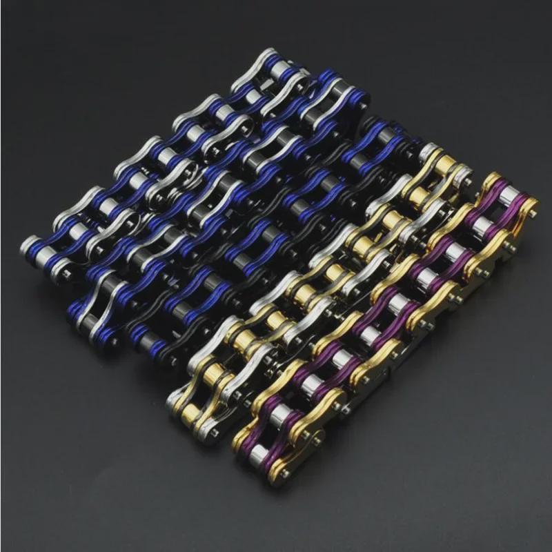Men's Red & Black Stainless Steel Motorcycle Bracelet - European & American Style