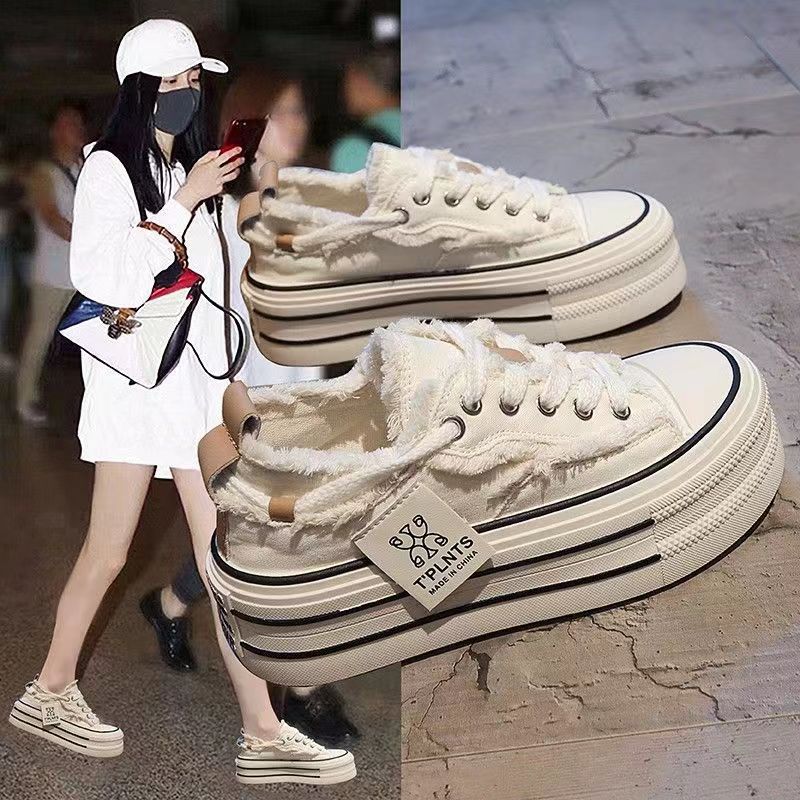 Canvas Shoes Women's New Muffin Board Shoes Thin Breathable Casual Women's Shoes