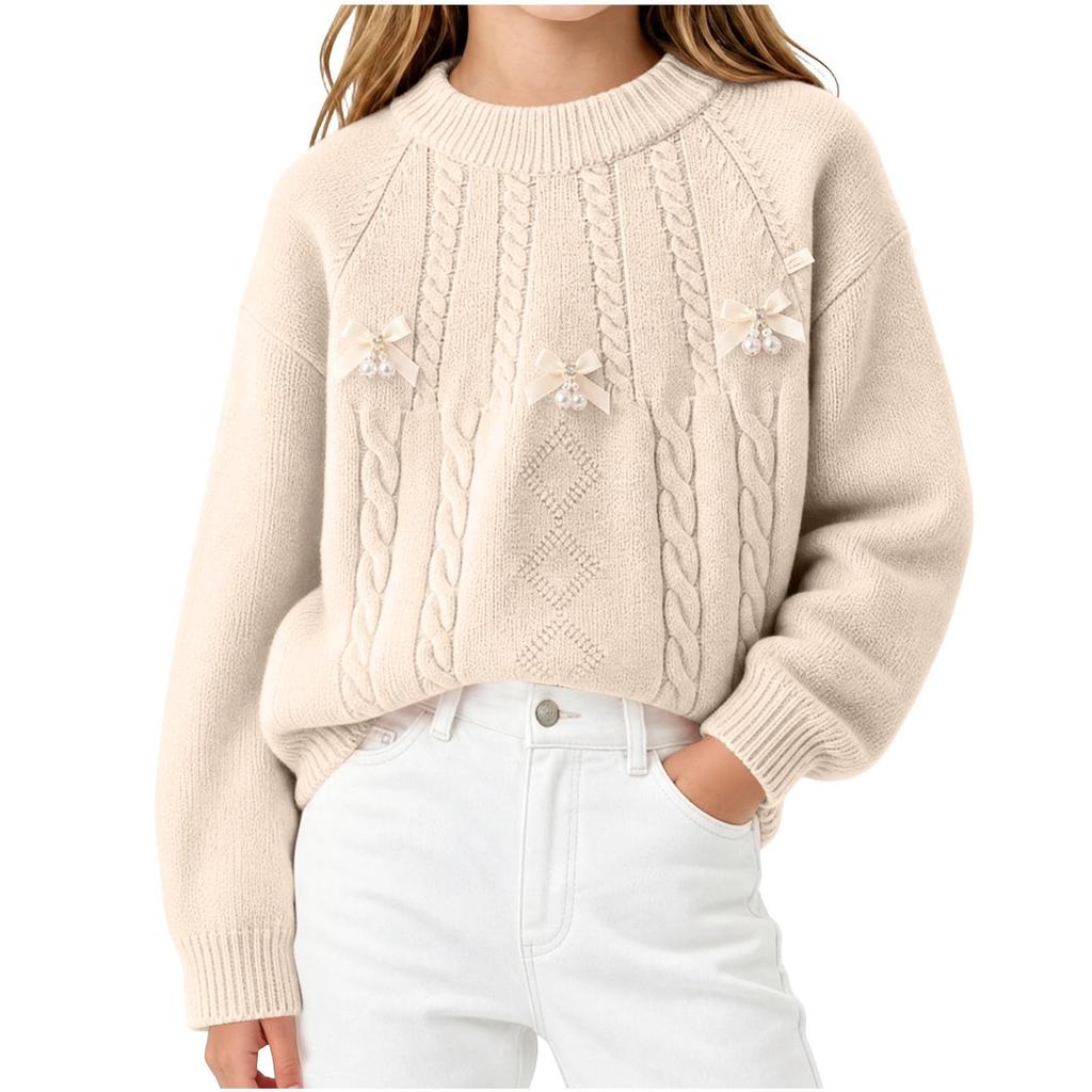 Mädchen Pullover mit Rundhalsausschnitt und langen Ärmeln für Herbst und Winter