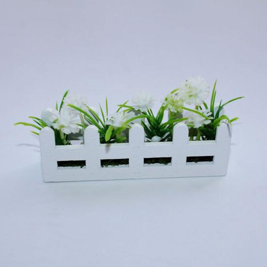 Miniature Raised Garden Bed Figurine Mini Flower Fence Planter Box Model 1/12 Scale Dollhouse Fairy Garden Decoration Accessories