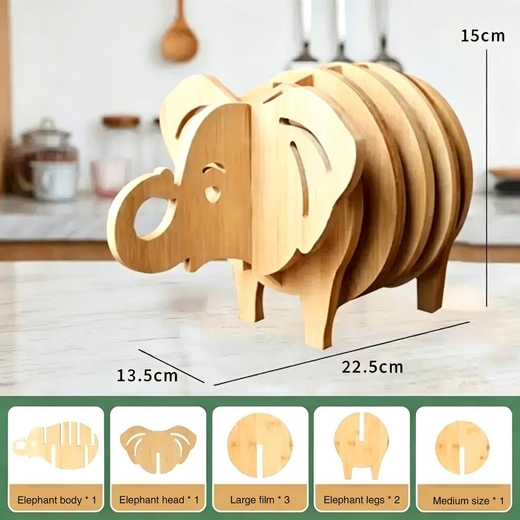 Household Bamboo Cup Coaster High Temp Resistant Non-Slip Table Placemat